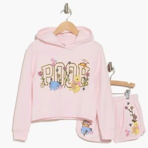 Disney Winnie The Pooh Girls' 2-Piece Shorts Set With Hooded Top